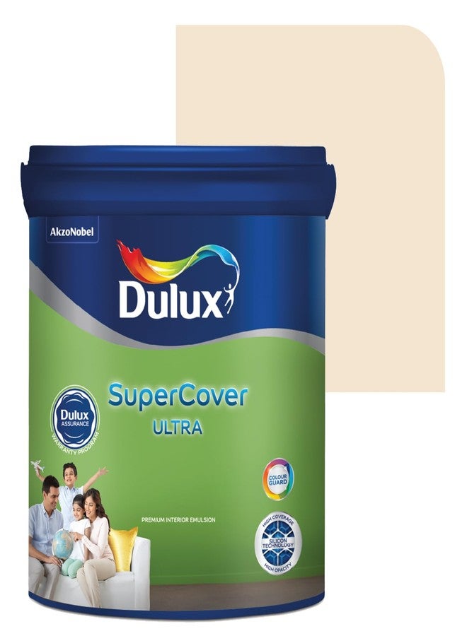 Dulux SuperCover Ultra - Premium Interior Emulsion Paint For Walls and Ceilings | Smooth Matte Finish | Durable, Long-Lasting Paint with Extra Coverage, Peach (1L, Ivory Fresco, 4 Years Warranty) - Image 1